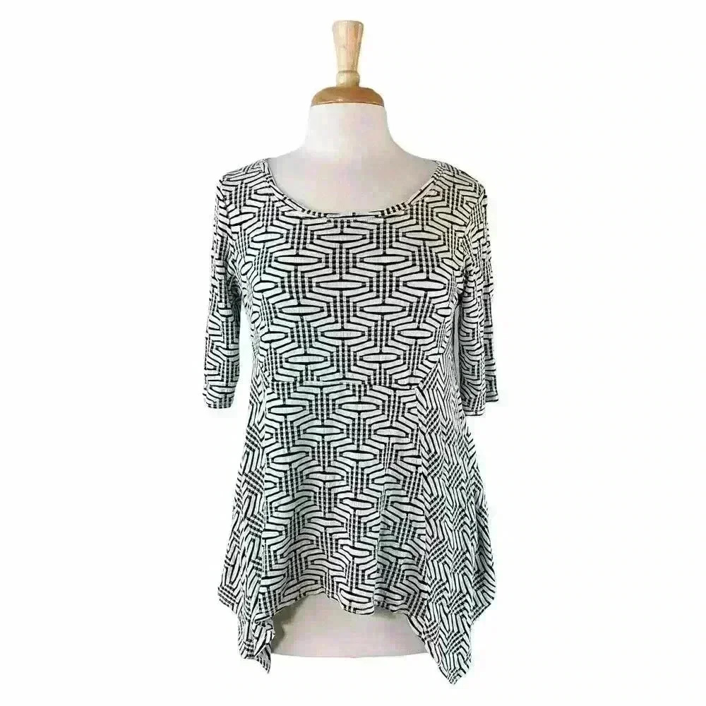 Niche Nilgun Derman Shirt Medium Women's Black & White Handkerchief Texture (12)